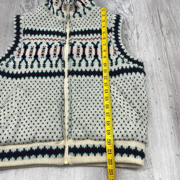 Vintage Junior Exchange Reversible Winter Knit Warm Full Zip Outdoors Ski Vest - Picture 15 of 15